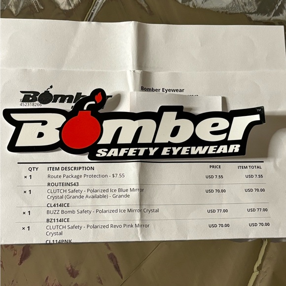 Bomber buzz polarized ANSI Z87 safety glasses- Ice blue mirror lens - Picture 8 of 8